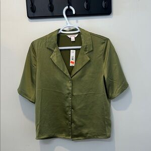 Joe Fresh Olive Green Button-Down Women's Shirt